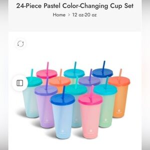 NIB 24ct. Manna Brand Color changing Tumblers 24oz Pastel
